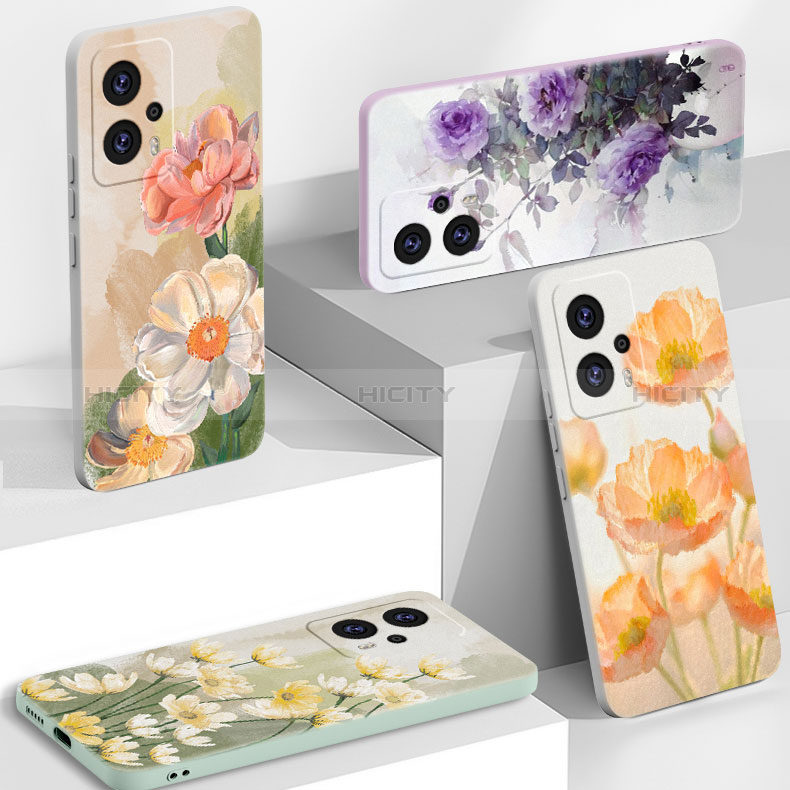 Handyhülle Silikon Hülle Gummi Schutzhülle Flexible Blumen für Xiaomi Redmi K50i 5G groß