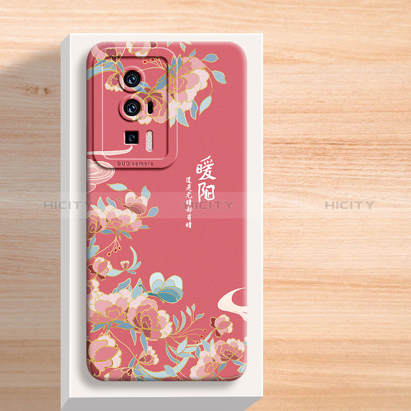 Handyhülle Silikon Hülle Gummi Schutzhülle Flexible Blumen für Xiaomi Redmi K60 Pro 5G Rot Plus