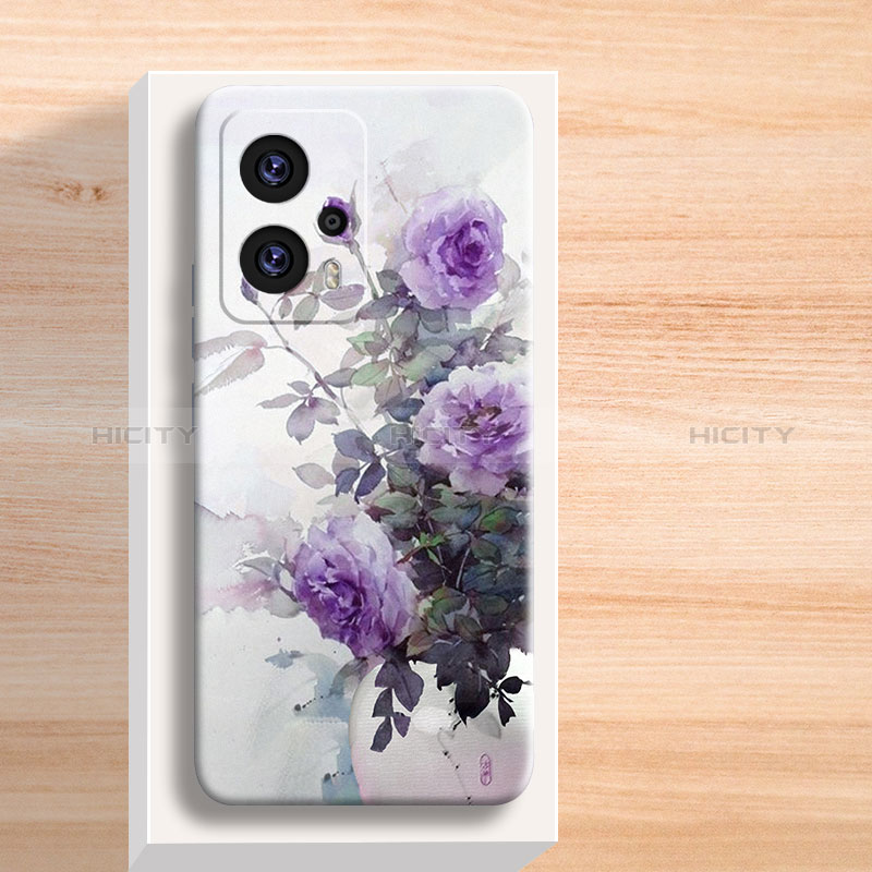 Handyhülle Silikon Hülle Gummi Schutzhülle Flexible Blumen für Xiaomi Redmi Note 11T Pro+ Plus 5G Violett Plus