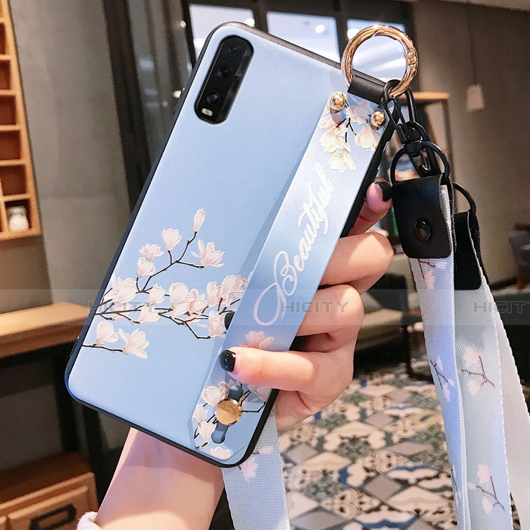 Handyhülle Silikon Hülle Gummi Schutzhülle Flexible Blumen K01 für Oppo Find X2 Cyan Plus