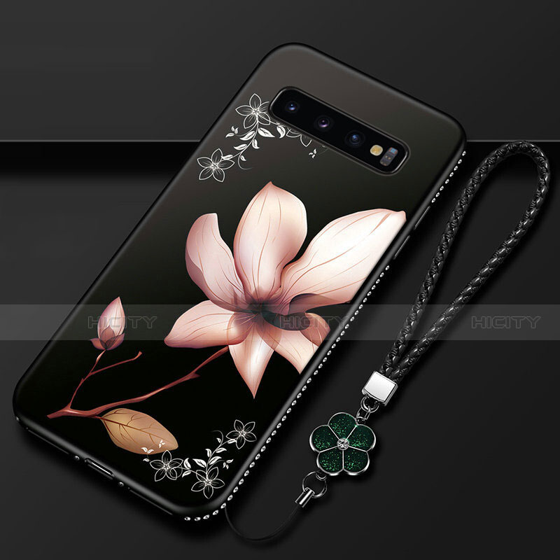 Handyhülle Silikon Hülle Gummi Schutzhülle Flexible Blumen K01 für Samsung Galaxy S10 5G Braun