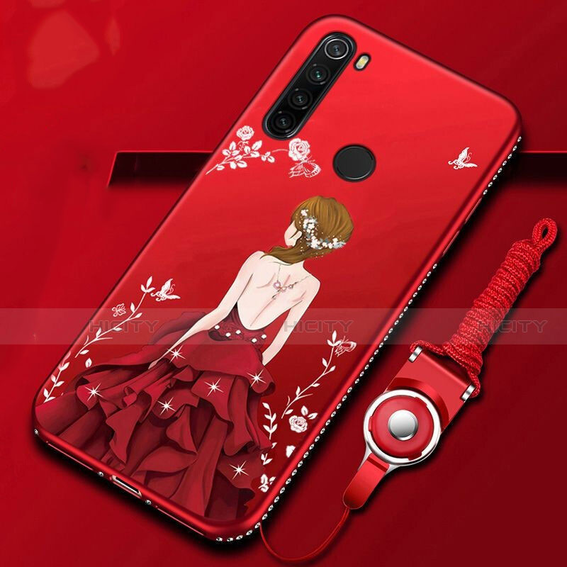 Handyhülle Silikon Hülle Gummi Schutzhülle Flexible Blumen K01 für Xiaomi Redmi Note 8 (2021) Rot