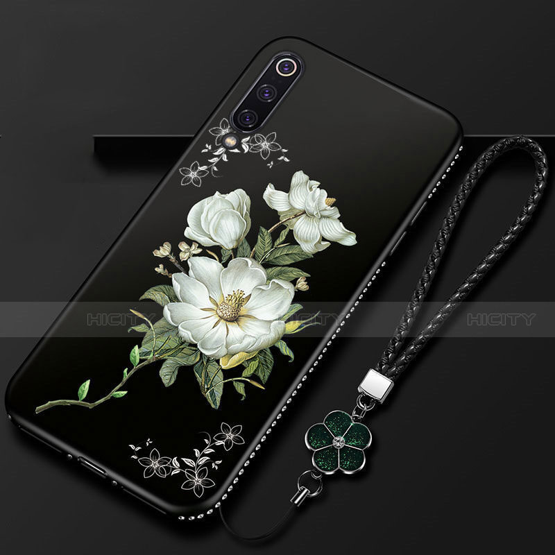 Handyhülle Silikon Hülle Gummi Schutzhülle Flexible Blumen K06 für Xiaomi Mi A3 Weiß