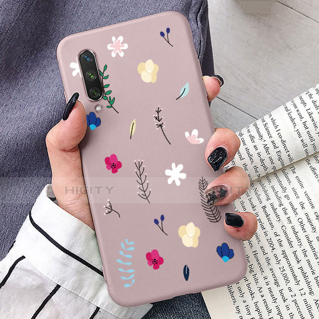 Handyhülle Silikon Hülle Gummi Schutzhülle Flexible Blumen K07 für Xiaomi Mi A3 Rosa