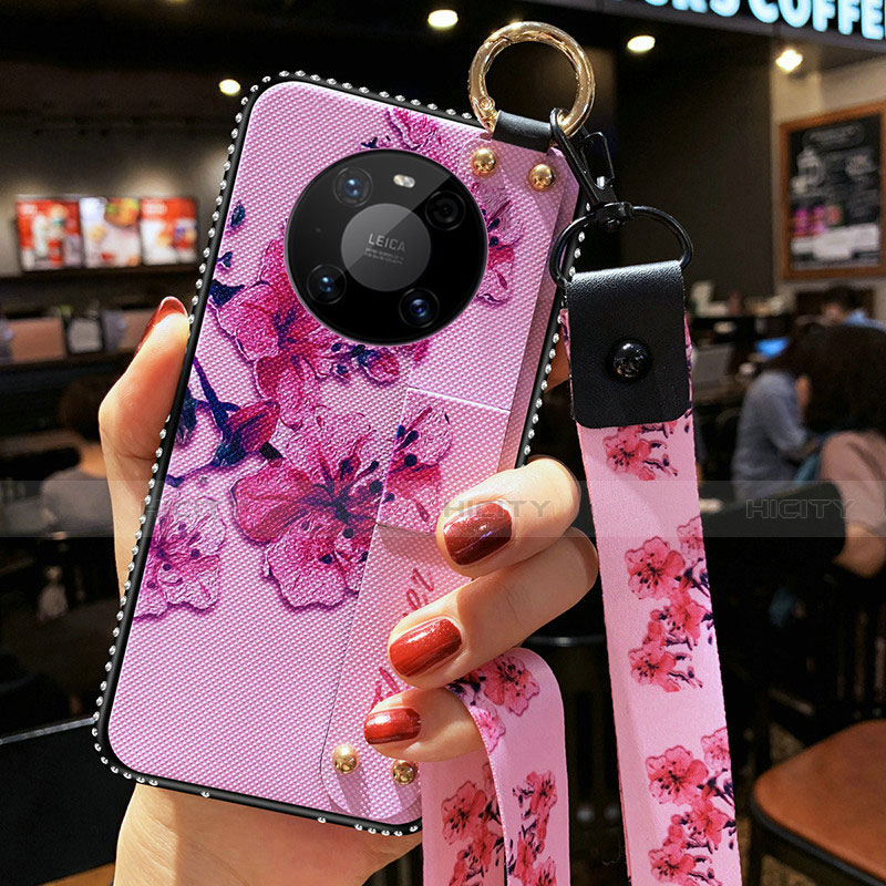 Handyhülle Silikon Hülle Gummi Schutzhülle Flexible Blumen S01 für Huawei Mate 40 Pro Helles Lila