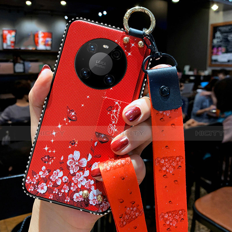 Handyhülle Silikon Hülle Gummi Schutzhülle Flexible Blumen S01 für Huawei Mate 40E Pro 5G Rot