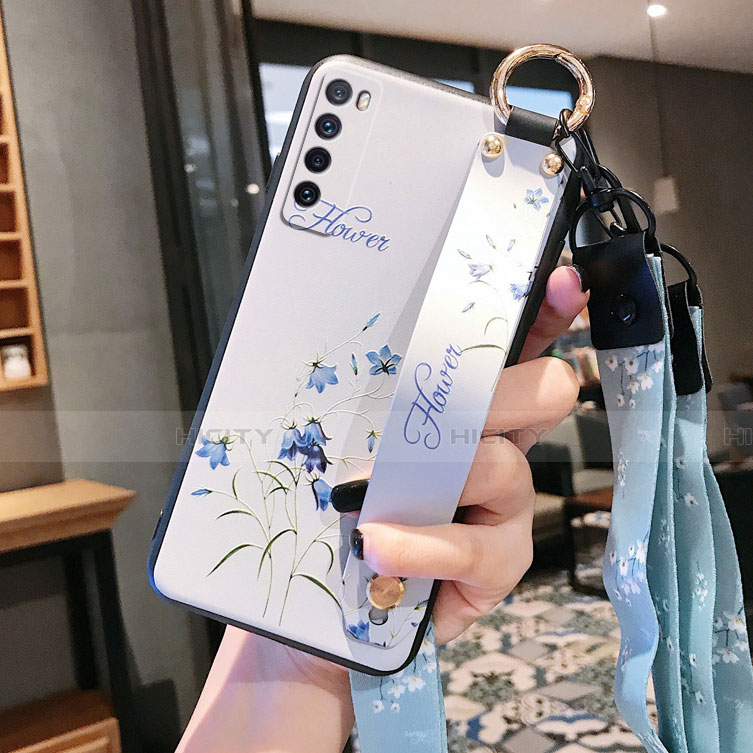 Handyhülle Silikon Hülle Gummi Schutzhülle Flexible Blumen S01 für Huawei Nova 7 5G Weiß