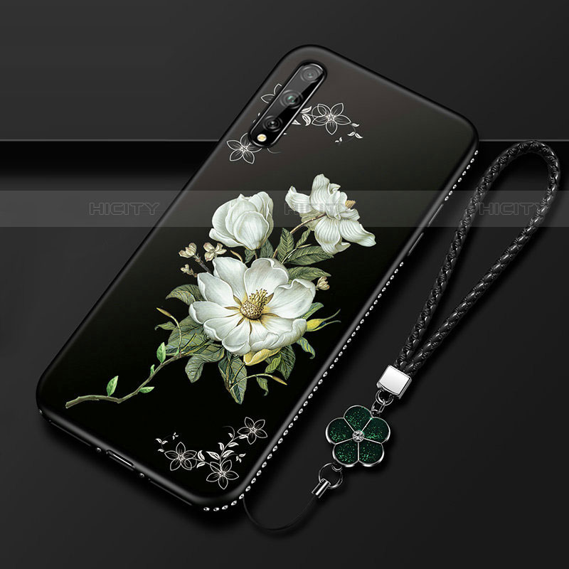 Handyhülle Silikon Hülle Gummi Schutzhülle Flexible Blumen S01 für Huawei P smart S Weiß