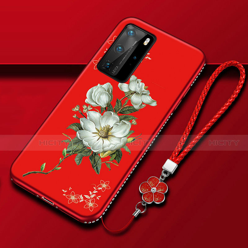 Handyhülle Silikon Hülle Gummi Schutzhülle Flexible Blumen S01 für Huawei P40 Pro