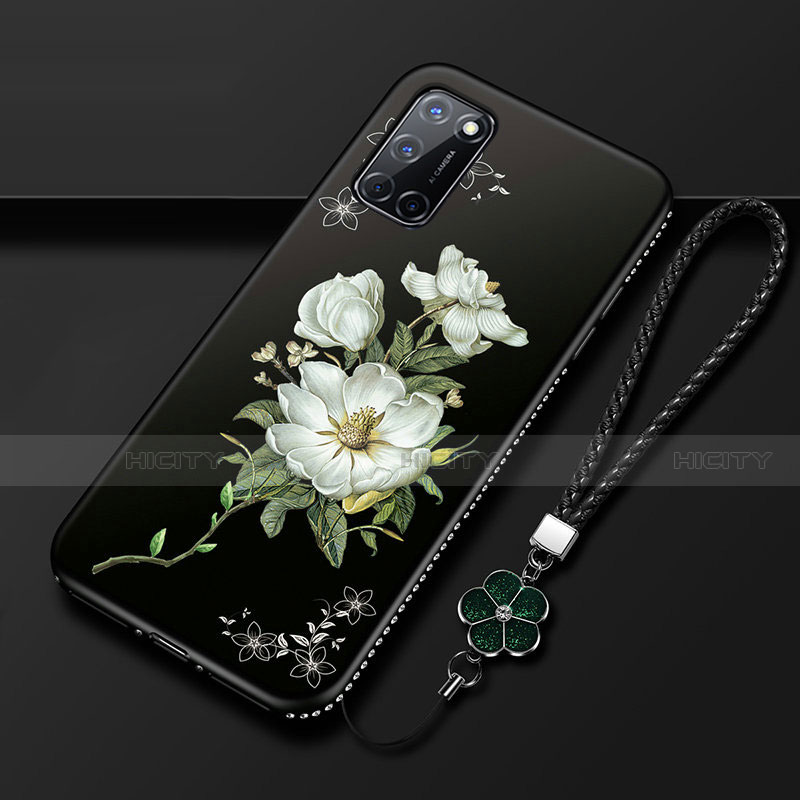 Handyhülle Silikon Hülle Gummi Schutzhülle Flexible Blumen S01 für Oppo A72 groß