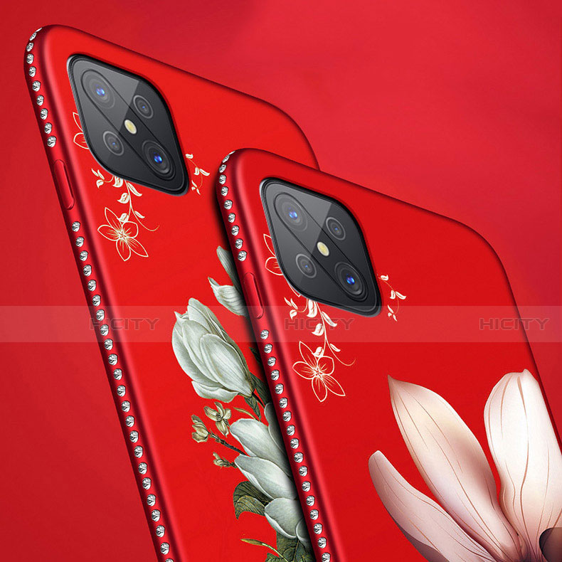 Handyhülle Silikon Hülle Gummi Schutzhülle Flexible Blumen S01 für Oppo A92s 5G groß