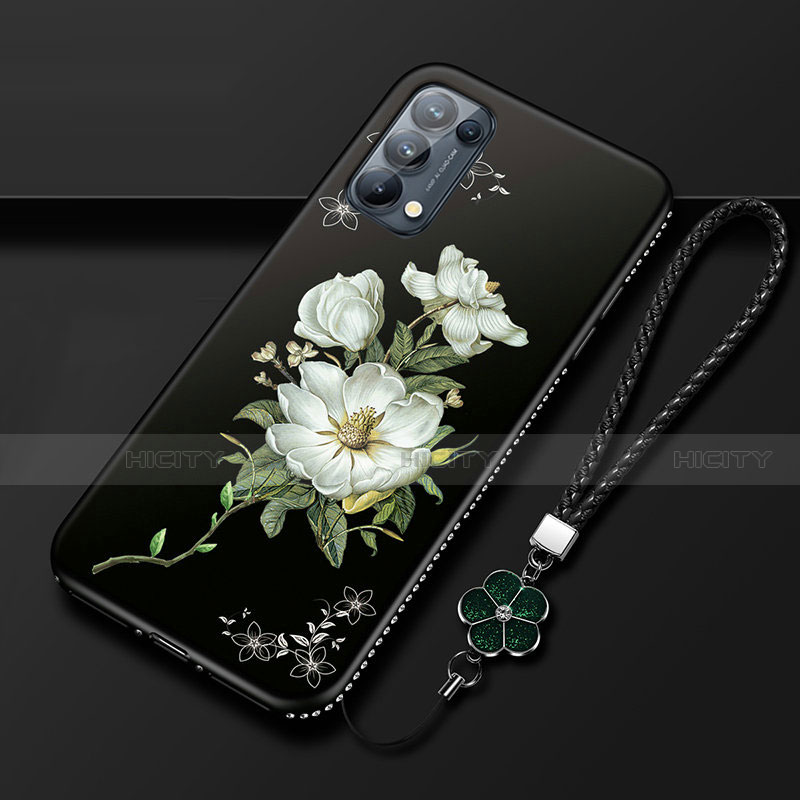 Handyhülle Silikon Hülle Gummi Schutzhülle Flexible Blumen S01 für Oppo Reno5 5G groß