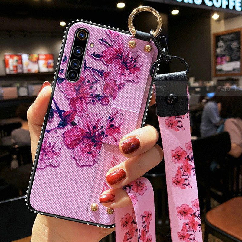 Handyhülle Silikon Hülle Gummi Schutzhülle Flexible Blumen S01 für Realme X50 Pro 5G Violett