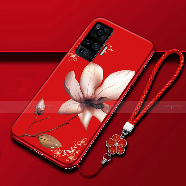 Handyhülle Silikon Hülle Gummi Schutzhülle Flexible Blumen S01 für Vivo X50 Pro 5G