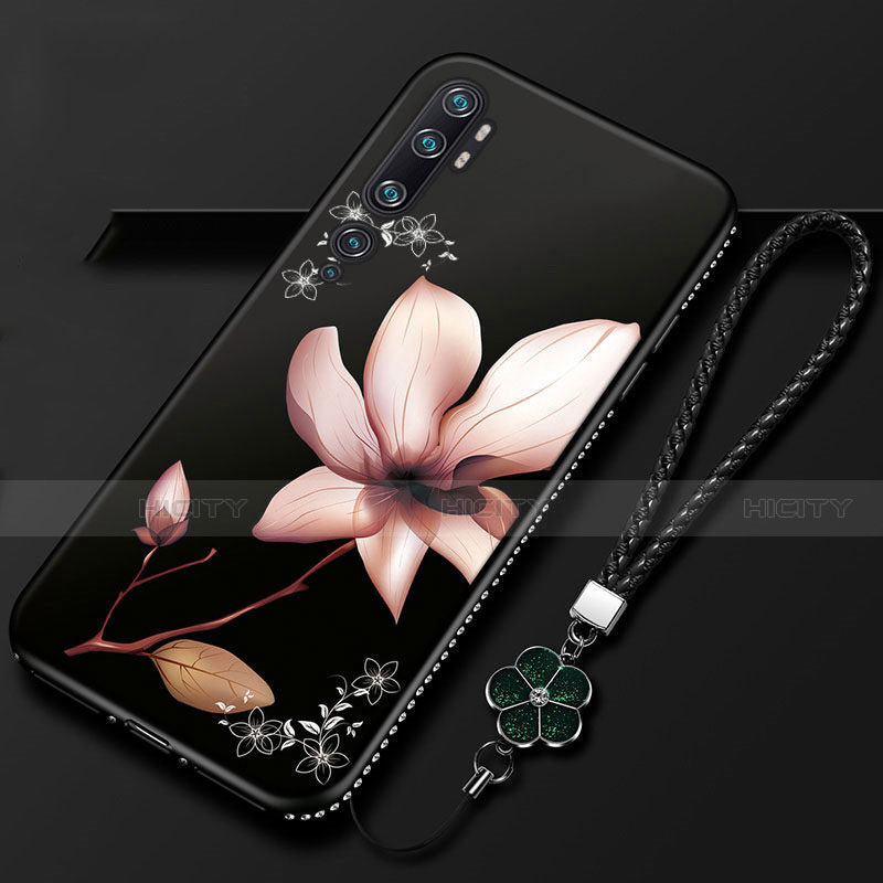 Handyhülle Silikon Hülle Gummi Schutzhülle Flexible Blumen S01 für Xiaomi Mi Note 10 Braun