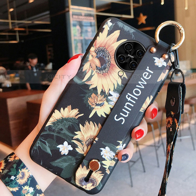 Handyhülle Silikon Hülle Gummi Schutzhülle Flexible Blumen S01 für Xiaomi Poco F2 Pro Orange