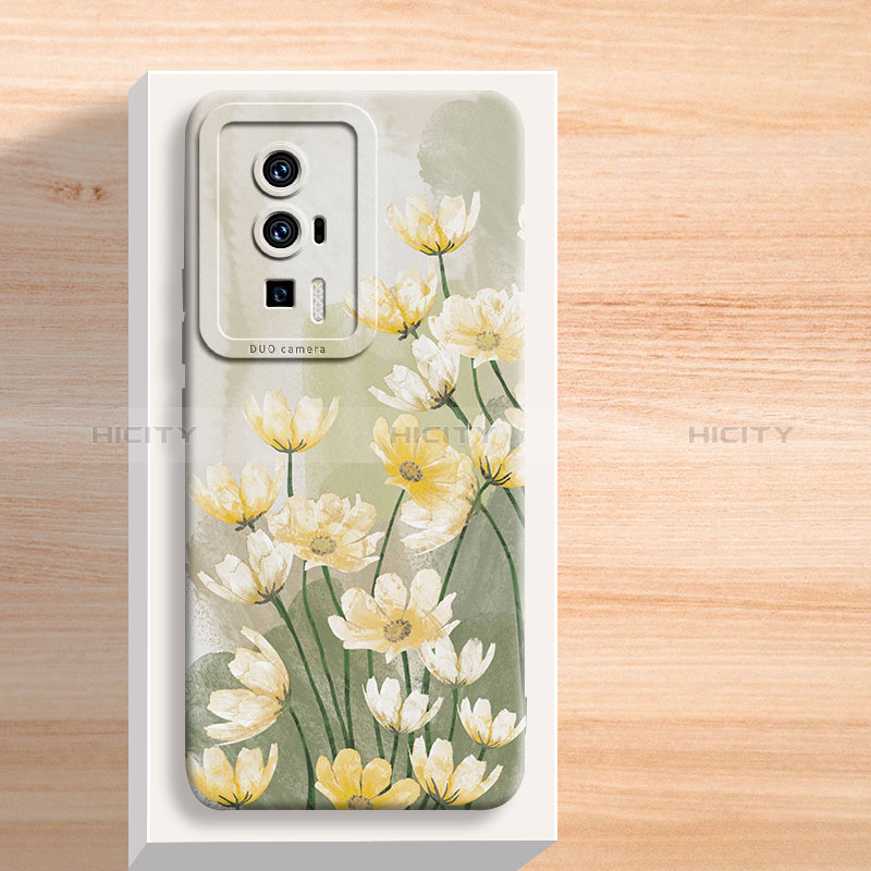 Handyhülle Silikon Hülle Gummi Schutzhülle Flexible Blumen S01 für Xiaomi Poco F5 Pro 5G groß