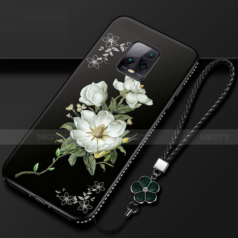 Handyhülle Silikon Hülle Gummi Schutzhülle Flexible Blumen S01 für Xiaomi Redmi 10X Pro 5G Weiß