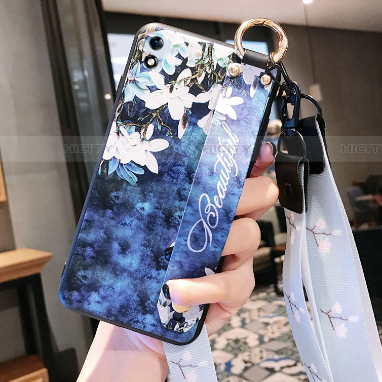 Handyhülle Silikon Hülle Gummi Schutzhülle Flexible Blumen S01 für Xiaomi Redmi 9A Königs Blau