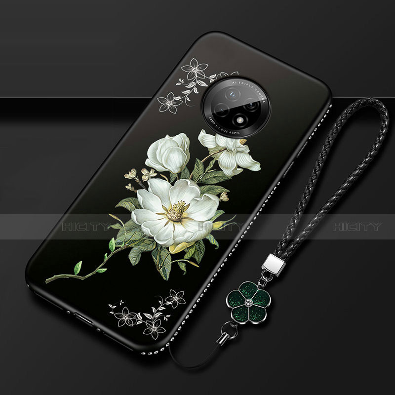 Handyhülle Silikon Hülle Gummi Schutzhülle Flexible Blumen S02 für Huawei Enjoy 20 Plus 5G Schwarz