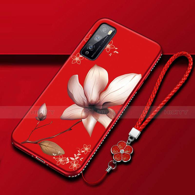 Handyhülle Silikon Hülle Gummi Schutzhülle Flexible Blumen S02 für Huawei Enjoy 20 Pro 5G Fuchsie Plus