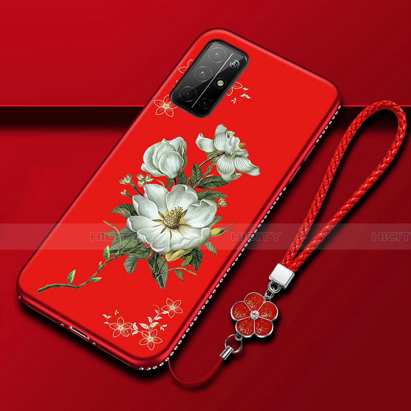 Handyhülle Silikon Hülle Gummi Schutzhülle Flexible Blumen S02 für Huawei Honor 30S groß