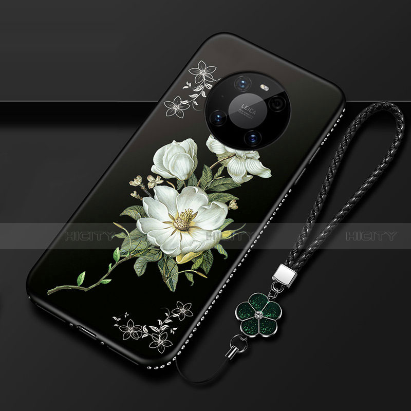 Handyhülle Silikon Hülle Gummi Schutzhülle Flexible Blumen S02 für Huawei Mate 40 Pro Schwarz