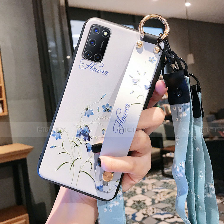 Handyhülle Silikon Hülle Gummi Schutzhülle Flexible Blumen S02 für Oppo A52 groß