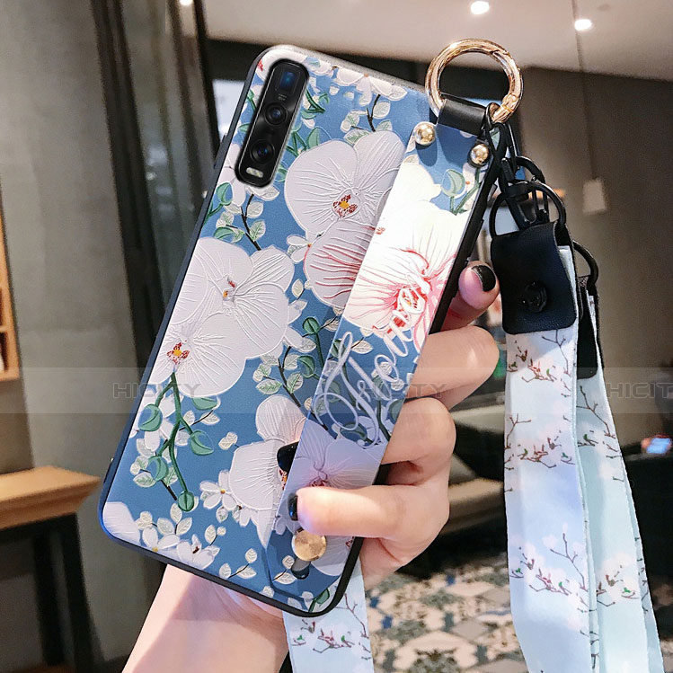 Handyhülle Silikon Hülle Gummi Schutzhülle Flexible Blumen S02 für Oppo Find X2 Pro Plusfarbig