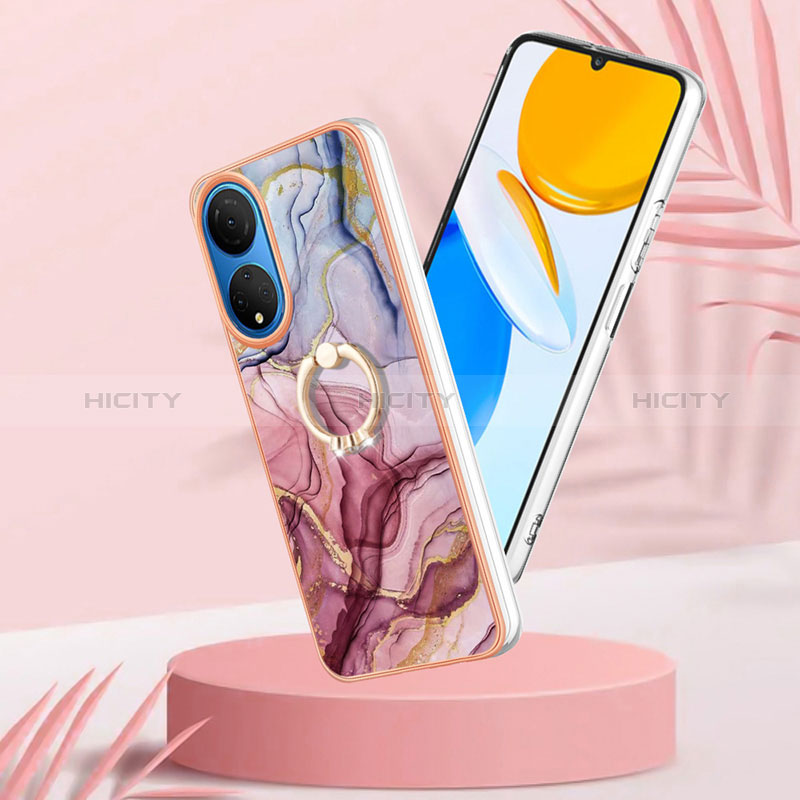 Handyhülle Silikon Hülle Gummi Schutzhülle Flexible Modisch Muster mit Fingerring Ständer Y01B für Huawei Honor X7 groß