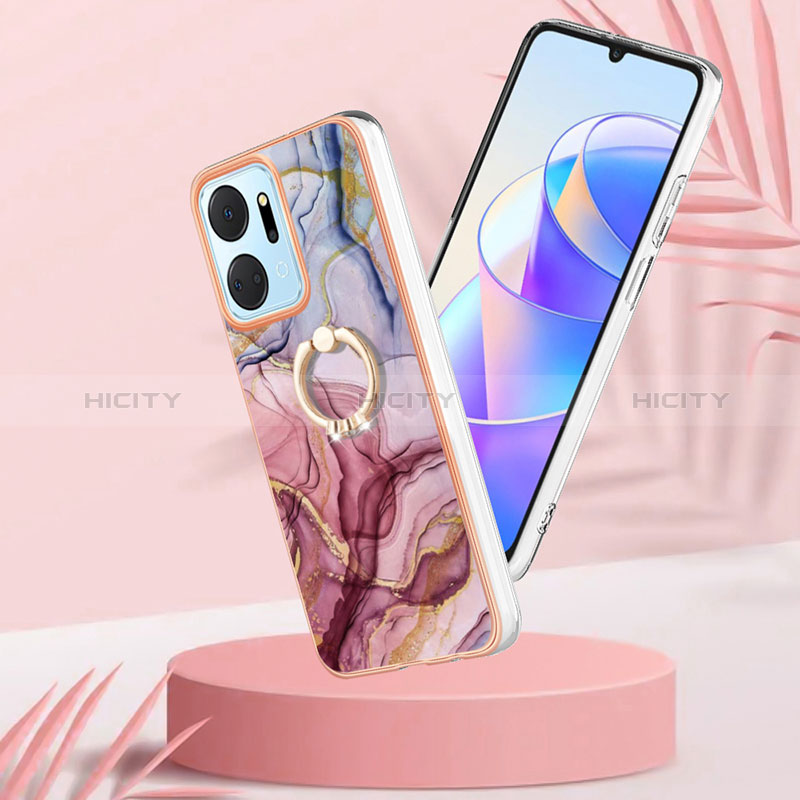 Handyhülle Silikon Hülle Gummi Schutzhülle Flexible Modisch Muster mit Fingerring Ständer Y01B für Huawei Honor X7a