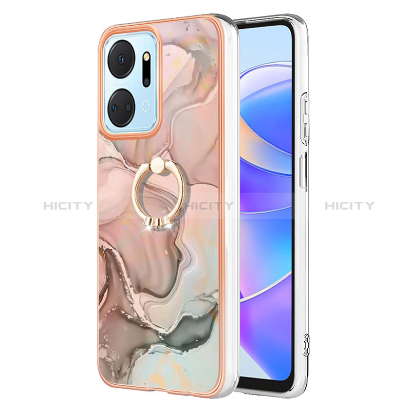 Handyhülle Silikon Hülle Gummi Schutzhülle Flexible Modisch Muster mit Fingerring Ständer Y01B für Huawei Honor X7a Rosa