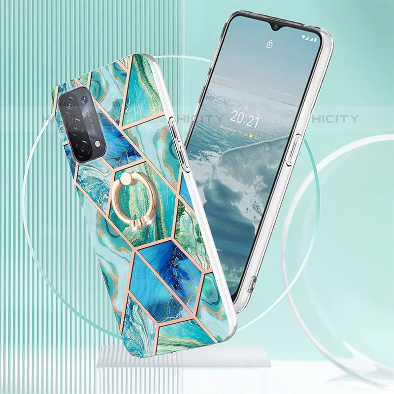 Handyhülle Silikon Hülle Gummi Schutzhülle Flexible Modisch Muster mit Fingerring Ständer Y01B für Oppo A93 5G groß