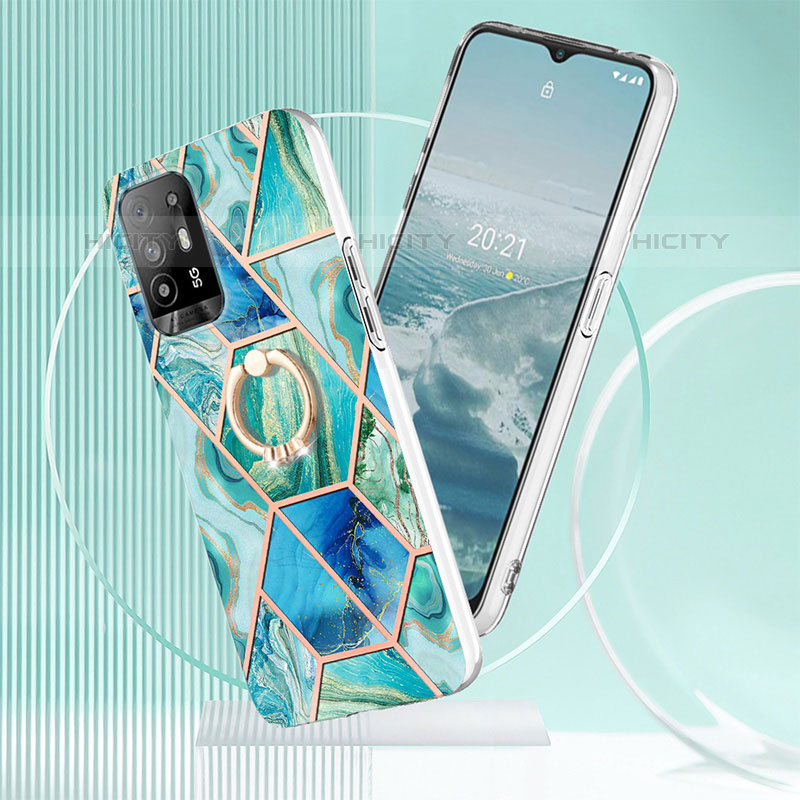 Handyhülle Silikon Hülle Gummi Schutzhülle Flexible Modisch Muster mit Fingerring Ständer Y01B für Oppo A94 5G groß