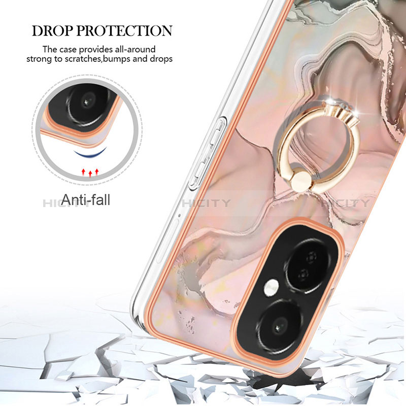 Handyhülle Silikon Hülle Gummi Schutzhülle Flexible Modisch Muster mit Fingerring Ständer Y01B für Oppo K11x 5G groß