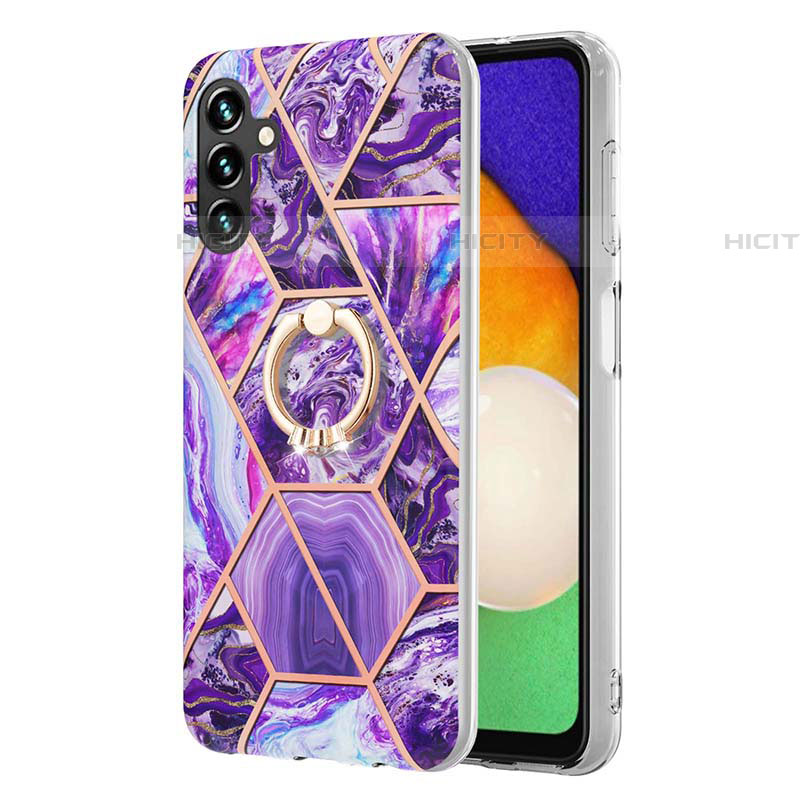 Handyhülle Silikon Hülle Gummi Schutzhülle Flexible Modisch Muster mit Fingerring Ständer Y01B für Samsung Galaxy A04s