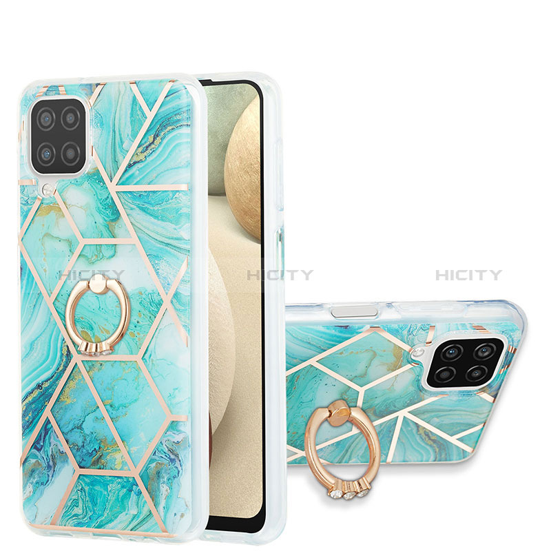 Handyhülle Silikon Hülle Gummi Schutzhülle Flexible Modisch Muster mit Fingerring Ständer Y01B für Samsung Galaxy A12