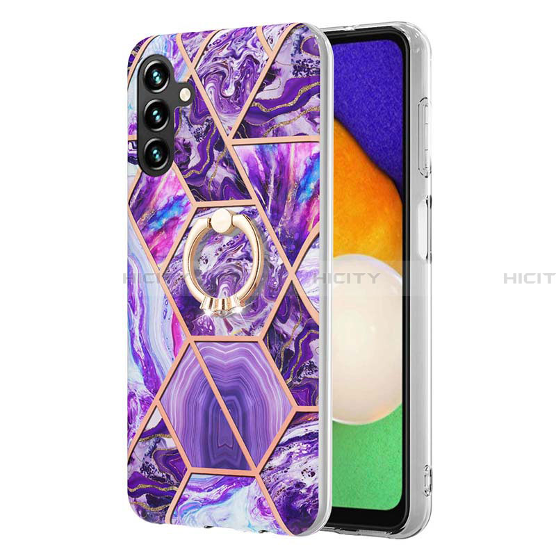 Handyhülle Silikon Hülle Gummi Schutzhülle Flexible Modisch Muster mit Fingerring Ständer Y01B für Samsung Galaxy A13 5G