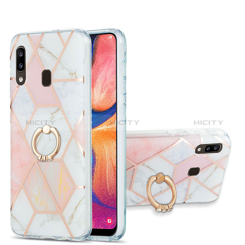 Handyhülle Silikon Hülle Gummi Schutzhülle Flexible Modisch Muster mit Fingerring Ständer Y01B für Samsung Galaxy A30