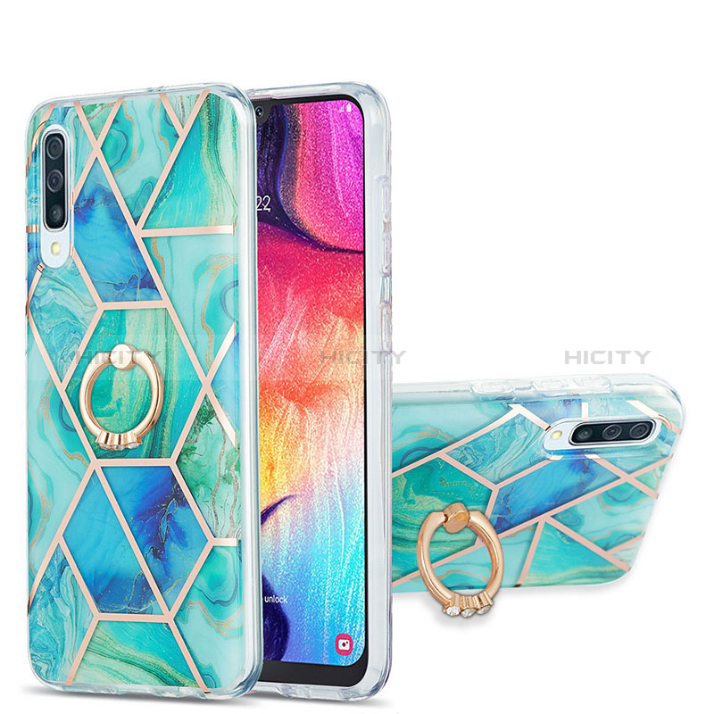 Handyhülle Silikon Hülle Gummi Schutzhülle Flexible Modisch Muster mit Fingerring Ständer Y01B für Samsung Galaxy A30S groß