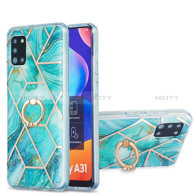 Handyhülle Silikon Hülle Gummi Schutzhülle Flexible Modisch Muster mit Fingerring Ständer Y01B für Samsung Galaxy A31