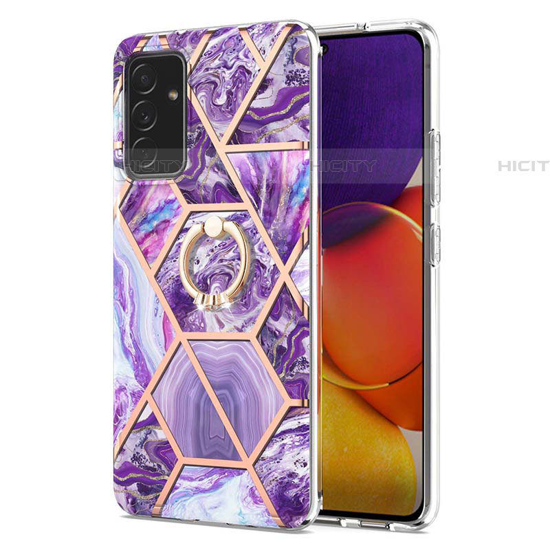 Handyhülle Silikon Hülle Gummi Schutzhülle Flexible Modisch Muster mit Fingerring Ständer Y01B für Samsung Galaxy A54 5G groß