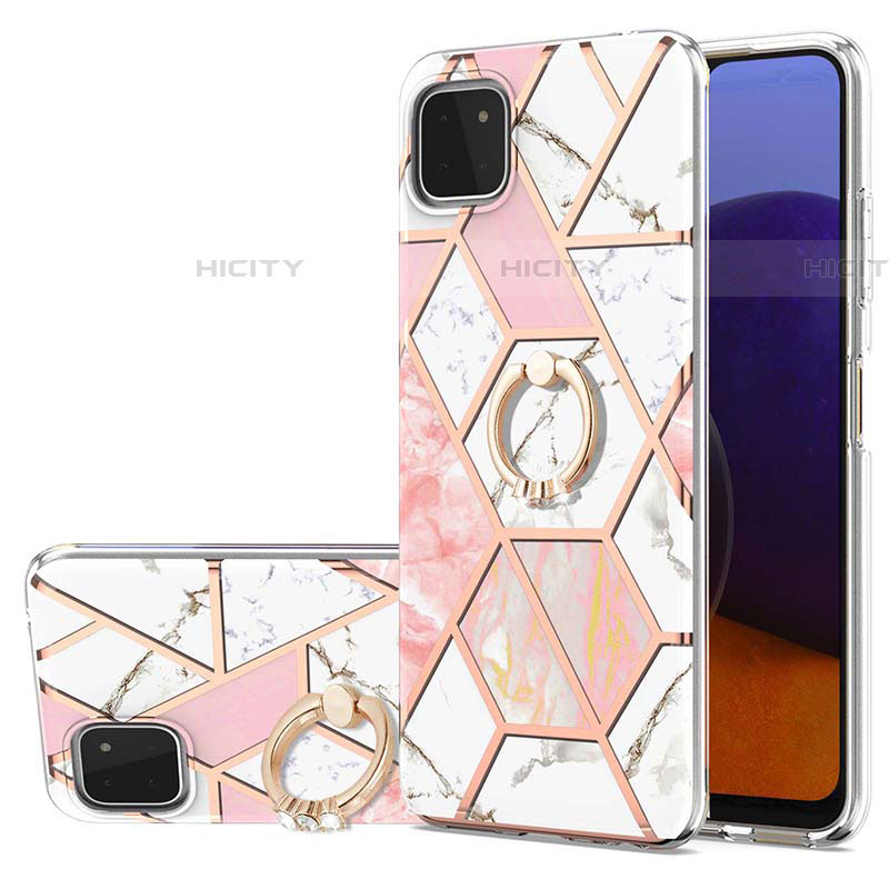 Handyhülle Silikon Hülle Gummi Schutzhülle Flexible Modisch Muster mit Fingerring Ständer Y01B für Samsung Galaxy F42 5G Rosa Plus