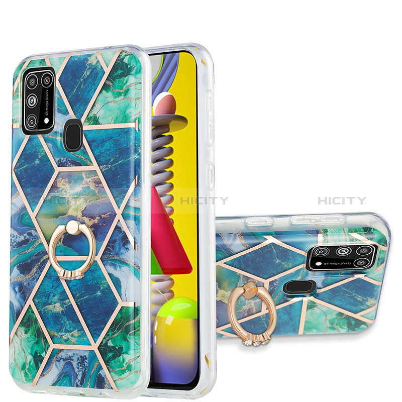 Handyhülle Silikon Hülle Gummi Schutzhülle Flexible Modisch Muster mit Fingerring Ständer Y01B für Samsung Galaxy M31