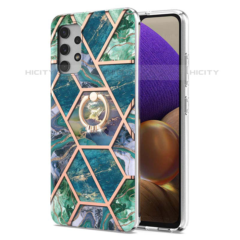 Handyhülle Silikon Hülle Gummi Schutzhülle Flexible Modisch Muster mit Fingerring Ständer Y01B für Samsung Galaxy M32 5G