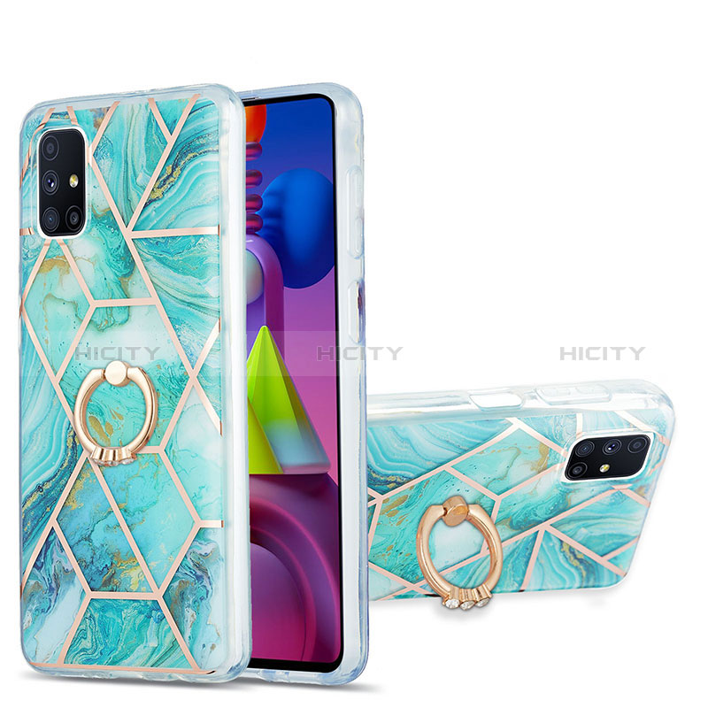 Handyhülle Silikon Hülle Gummi Schutzhülle Flexible Modisch Muster mit Fingerring Ständer Y01B für Samsung Galaxy M51