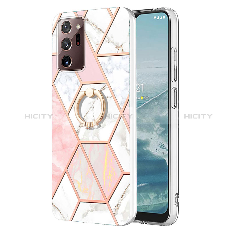 Handyhülle Silikon Hülle Gummi Schutzhülle Flexible Modisch Muster mit Fingerring Ständer Y01B für Samsung Galaxy Note 20 Ultra 5G Rosa Plus