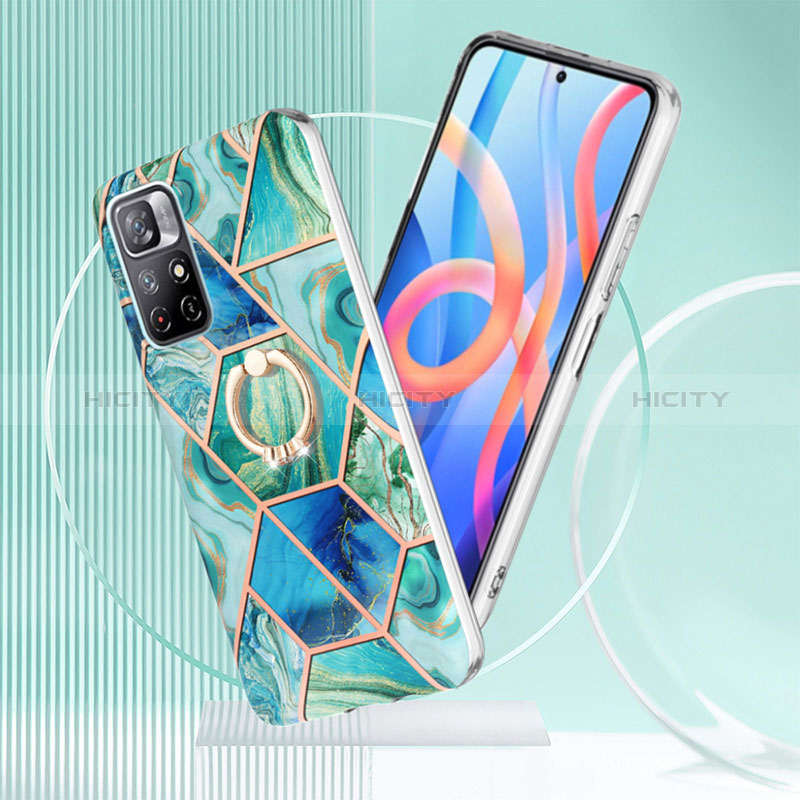 Handyhülle Silikon Hülle Gummi Schutzhülle Flexible Modisch Muster mit Fingerring Ständer Y01B für Xiaomi Poco M4 Pro 5G groß