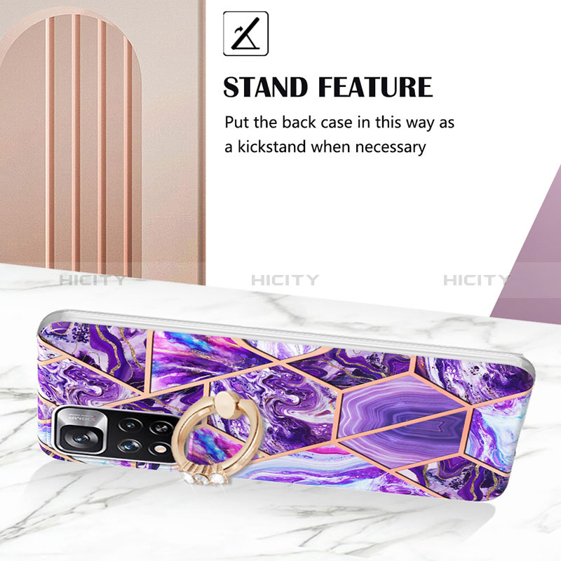 Handyhülle Silikon Hülle Gummi Schutzhülle Flexible Modisch Muster mit Fingerring Ständer Y01B für Xiaomi Poco X4 NFC