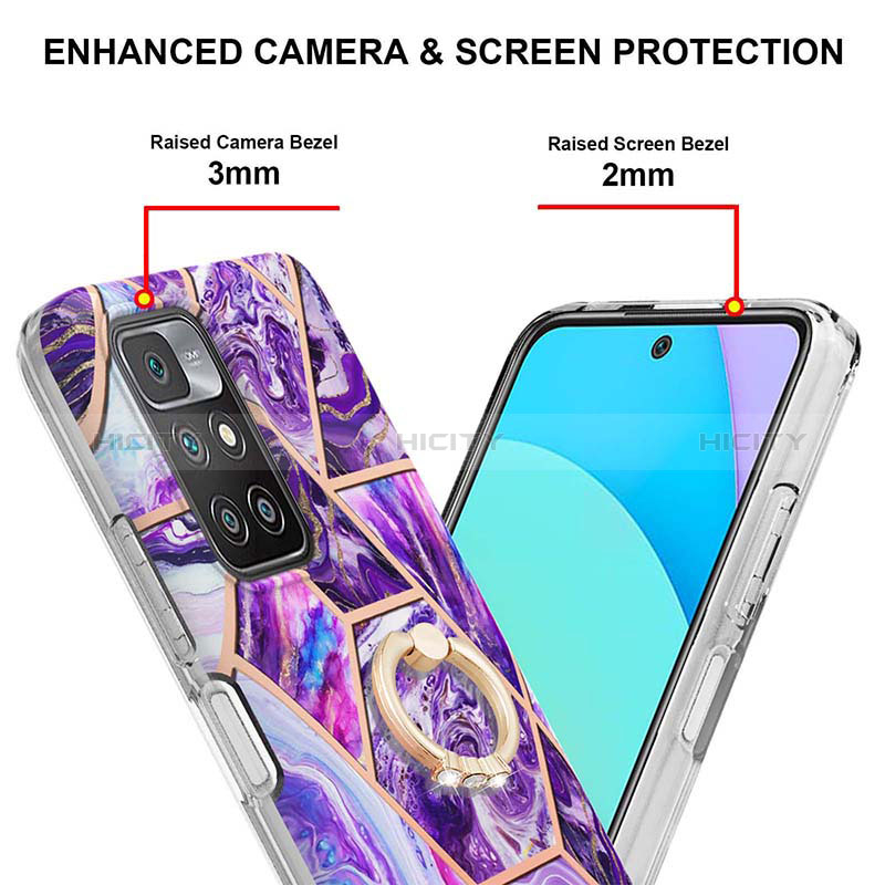 Handyhülle Silikon Hülle Gummi Schutzhülle Flexible Modisch Muster mit Fingerring Ständer Y01B für Xiaomi Redmi 10 4G